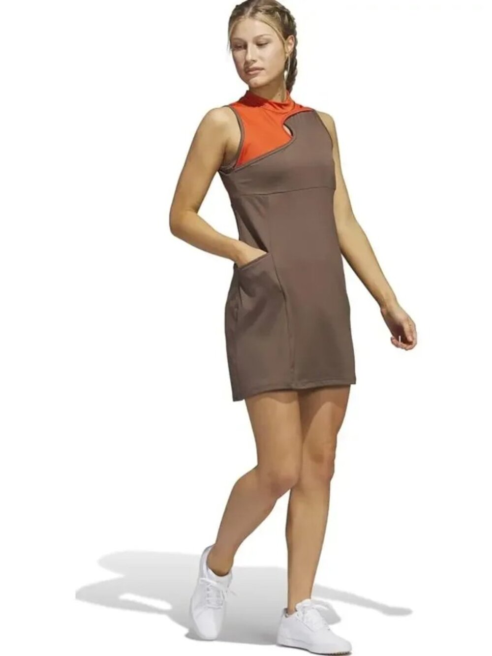 ADIDAS Ultimate365 Tour Colorblock Golf Dress Earth Strata Brown Size M